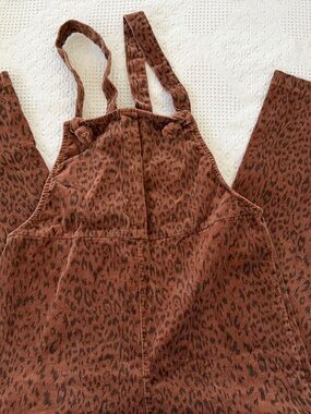 Rust Brown Animal Print Corduroy Jumpsuit